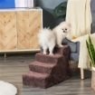 SCALETTA PER CANI A 4 GRADINI CON RIVESTIMENTO SFODERABILE E LAVABILE, PORTATILE, 60X35X44 CM, MARRONE