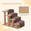 SCALETTA PER CANI A 4 GRADINI CON RIVESTIMENTO SFODERABILE E LAVABILE, PORTATILE, 60X35X44 CM, MARRONE