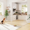RECINTO PER CANI A 8 PANNELLI MODULABILI CON CHIUSURA AUTOMATICA, IN ACCIAIO E ABS, 61X3X75 CM, BIANCO