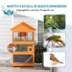 VOLIERA PER UCCELLI A 3 PORTE CON CASETTA, SCALETTA E VASSOIO, IN LEGNO E METALLO, 92X52X171 CM, ARANCIONE E VERDE