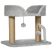 ALBERO PER GATTI CON TIRAGRAFFI IN JUTA, LETTINO E PALLINE, 48X38X42 CM, GRIGIO
