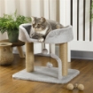 ALBERO PER GATTI CON TIRAGRAFFI IN JUTA, LETTINO E PALLINE, 48X38X42 CM, GRIGIO
