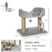 ALBERO PER GATTI CON TIRAGRAFFI IN JUTA, LETTINO E PALLINE, 48X38X42 CM, GRIGIO