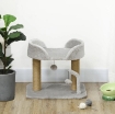 ALBERO PER GATTI CON TIRAGRAFFI IN JUTA, LETTINO E PALLINE, 48X38X42 CM, GRIGIO