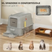 LETTIERA PER GATTI CHIUSA DA 80L CON VASSOIO ESTRAIBILE, IN ABS E ACCIAIO INOX, 63X43X43 CM, GRIGIO CHIARO
