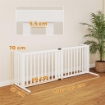 CANCELLINO PER CANI TAGLIA MEDIA E PICCOLA ESTENSIBILE AUTOPORTANTE IN LEGNO, 102-183X57X70 CM, BIANCO