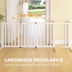 CANCELLINO PER CANI TAGLIA MEDIA E PICCOLA ESTENSIBILE AUTOPORTANTE IN LEGNO, 102-183X57X70 CM, BIANCO