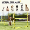 SET 4 OSTACOLI AGILITY DOG PER ADDESTRAMENTO CANI AD ALTEZZA REGOLABILE CON BORSA DA TRASPORTO, GIALLO