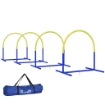 SET AGILITY DOG CON 4 ARCHI COMPONIBILI E BORSA DA TRASPORTO, 88X64X95 CM, BLU E GIALLO
