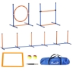 SET AGILITY DOG CON ANELLO E BARRA PER SALTO, PALETTI SLALOM, FISCHIETTO, PALLINE E BORSA, ARANCIONE