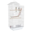GABBIA PER UCCELLI, VOLIERA CON MANIGLIA E PORTE, GABBIETTA CON ALTALENA, CIOTOLE E GIOCHI, 46X36X100 CM, BIANCO