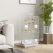 GABBIA PER UCCELLI, VOLIERA CON MANIGLIA E PORTE, GABBIETTA CON ALTALENA, CIOTOLE E GIOCHI, 46X36X100 CM, BIANCO