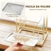 TRESPOLO PER PAPPAGALLI CON GIOCHI, SCALE, CATENE, CIOTOLE, VASSOIO RIMOVIBILE E POSATOI, LEGNO NATURALE