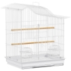 GABBIA PER UCCELLI A 4 PORTE CON 2 CIOTOLE, 2 POSATOI E VASSOIO, IN METALLO E PLASTICA, 47.5X36X54.5 CM, BIANCO