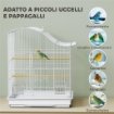 GABBIA PER UCCELLI A 4 PORTE CON 2 CIOTOLE, 2 POSATOI E VASSOIO, IN METALLO E PLASTICA, 47.5X36X54.5 CM, BIANCO