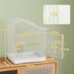 GABBIA PER UCCELLI A 4 PORTE CON 2 CIOTOLE, 2 POSATOI E VASSOIO, IN METALLO E PLASTICA, 47.5X36X54.5 CM, BIANCO