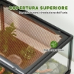 RETTILARIO RIALZATO CON DOPPIA SERRATURA E PARETI IN VETRO, 60X45X32 CM, NERO