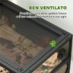 RETTILARIO RIALZATO E PIEGHEVOLE CON COPERCHIO E PARETI IN VETRO TEMPERATO E PLASTICA, 60X45X32 CM, NERO