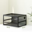 RETTILARIO RIALZATO E PIEGHEVOLE CON COPERCHIO E PARETI IN VETRO TEMPERATO E PLASTICA, 60X45X32 CM, NERO