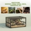 RETTILARIO RIALZATO E PIEGHEVOLE CON COPERCHIO E PARETI IN VETRO TEMPERATO E PLASTICA, 60X45X32 CM, NERO