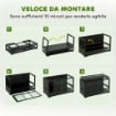 RETTILARIO RIALZATO E PIEGHEVOLE CON COPERCHIO E PARETI IN VETRO TEMPERATO E PLASTICA, 60X45X32 CM, NERO