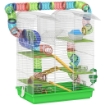 GABBIA PER CRICETI A 5 PIANI CON TUBI COLORATI, RUOTA, CASETTA E ACCESSORI, 47X30X59 CM, VERDE