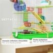 GABBIA PER CRICETI A 5 PIANI CON TUBI COLORATI, RUOTA, CASETTA E ACCESSORI, 47X30X59 CM, VERDE