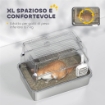 LETTIERA PER GATTI GRANDI IN ACCIAIO INOX CON COPERCHIO RIBALTABILE, PALETTA E DEODORANTE, GRIGIO CHIARO
