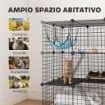 GABBIA PER GATTI RECINTO PERSONALIZZABILE 3 LIVELLI, 105CM, NERO