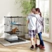 GABBIA PER GATTI RECINTO PERSONALIZZABILE 3 LIVELLI, 105CM, NERO