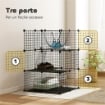 GABBIA PER GATTI RECINTO PERSONALIZZABILE 3 LIVELLI, 105CM, NERO