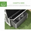 POLLAIO IN LEGNO DA ESTERNO CON 2 NIDI DI COVA, VASSOIO RIMOVIBILE E TETTO IN ASFALTO, GRIGIO