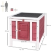 CONIGLIERA IN LEGNO CON TETTO APRIBILE IN ASFALTO, RAMPA ANTISCIVOLO, 51X42X43 CM, ROSSO