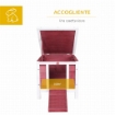 CONIGLIERA IN LEGNO CON TETTO APRIBILE IN ASFALTO, RAMPA ANTISCIVOLO, 51X42X43 CM, ROSSO
