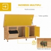 CONIGLIERA IN LEGNO DA ESTERNO CON TETTO IN ASFALTO, CASETTA, VASSOI E MANGIATOIA, 112X50X54 CM, GIALLO