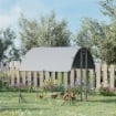 RECINTO PER GALLINE IN METALLO GALVANIZZATO CON TETTO E COPERTURA ANTI UV, 280X190X197 CM, ARGENTO