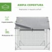 RECINTO PER GALLINE IN METALLO GALVANIZZATO CON TETTO E COPERTURA ANTI UV, 280X190X197 CM, ARGENTO