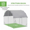 RECINTO PER GALLINE IN METALLO GALVANIZZATO CON TETTO E COPERTURA ANTI UV, 280X190X197 CM, ARGENTO