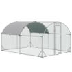 RECINTO PER GALLINE IN METALLO GALVANIZZATO CON TETTO E COPERTURA ANTI UV, 280X380X197 CM, ARGENTO