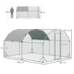 RECINTO PER GALLINE IN METALLO GALVANIZZATO CON TETTO E COPERTURA ANTI UV, 280X380X197 CM, ARGENTO