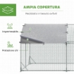 RECINTO PER GALLINE IN METALLO GALVANIZZATO CON TETTO E COPERTURA ANTI UV, 280X380X197 CM, ARGENTO