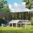 POLLAIO DA GIARDINO PER 4-8 GALLINE IN LEGNO CON RETE METALLICA E TETTO APRIBILE, 240X112.5X76 CM, BIANCO