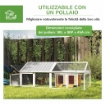 POLLAIO DA GIARDINO PER 4-8 GALLINE IN LEGNO CON RETE METALLICA E TETTO APRIBILE, 240X112.5X76 CM, BIANCO