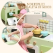 SET CUCINA GIOCATTOLO IN LEGNO PER BAMBINI DA 3+ ANNI CON 15 ACCESSORI, VERDE