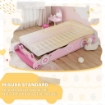 LETTO PER BAMBINI DA 3-5 ANNI A FORMA DI MACCHINA CON SPONDE RIALZATE DI SICUREZZA, 140X70 CM, ROSA