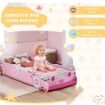 LETTO PER BAMBINI DA 3-5 ANNI A FORMA DI MACCHINA CON SPONDE RIALZATE DI SICUREZZA, 140X70 CM, ROSA