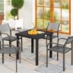 TAVOLO DA GIARDINO TAVOLA DA PRANZO EFFETTO LEGNO, 78X78 CM, NERO