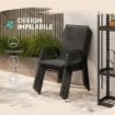 SET 4 SEDIE DA GIARDINO IMPILABILI E SALVASPAZIO CON BRACCIOLI IN METALLO E TESSUTO A RETE, NERO