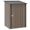 CASETTA DA GIARDINO PORTA ATTREZZI IN ACCIAIO GALVANIZZATO E PORTA, 100X103X160CM, MARRONE