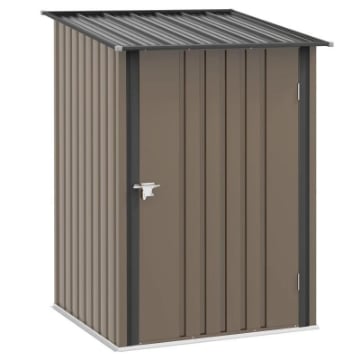 CASETTA DA GIARDINO PORTA ATTREZZI IN ACCIAIO GALVANIZZATO E PORTA, 100X103X160CM, MARRONE